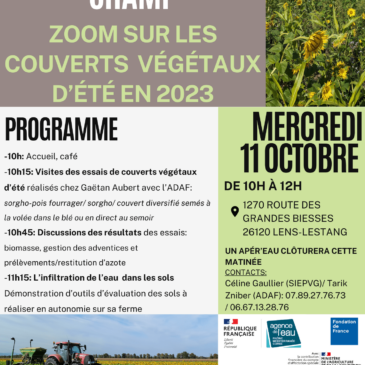 Rencontres techniques sur les couverts végétaux en grandes cultures les 11 et 13 octobre 2023